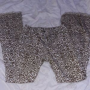 Leopard print flare jeans